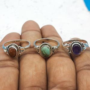 Bague Cabochon en argent 925 unisexe fabriquée à la main, sertissage de pierres précieuses, mariage, fiançailles, anniversaire avec diamant, perle principale - Product Image 1