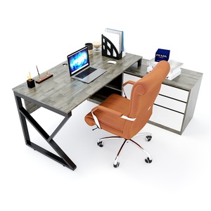 โต๊ะทำงานผู้บริหาร KConcept รุ่น HBKC020 ขนาด 160x160 ซม. ขาเหล็กประกอบสำเร็จ ดีไซน์ร่วมสมัย หน้าโต๊ะเมลามีนลายไม้ รูปตัว L สำหรับใช้ในสำนักงานและที่บ้าน - Product Image 2