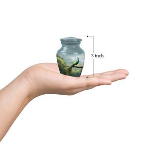 Urna conmemorativa de cenizas personalizable de pluma de pavo real para cenizas humanas con paisaje sereno urna personalizada recuerdo de cremación grande - Product Image 2