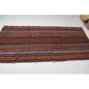 3.3x7.4 ft Rug, Turkish Vintage Area Rug, <b>Red</b> Kilim <b>Wool</b> Rug - Product Image 4