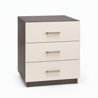 Table de Chevet Moderne Minimaliste 2026 à 3 Tiroirs, Luxe Blanc, Bois, Cuir, Métal, Verre, Faite à la Main, Écologique, pour Appartement