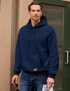 เสื้อสเวตเตอร์มีฮู้ดลำลองแขนยาวผ้าฝ้ายของผู้ชาย - Product Image 1