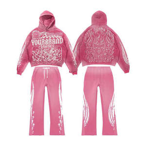 Venta al por mayor de logotipo personalizado impreso Fitness Joggers 2 piezas conjunto sudaderas con capucha chándal gimnasio entrenamiento ropa deportiva Jogging hombres chándal - Product Image 1