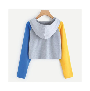 Otoño mujer sólido sudaderas con capucha de manga larga de longitud corta pulóver Sudadera con capucha y Sudadera Mujer Crop Top Sudadera con capucha - Product Image 4