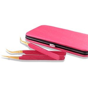 Professional Eyelash Tweezers with Magnetic <b>Case</b> Set Stainless Steel Lash Extension Tools OEM ODM Wholesale - Product Image 2