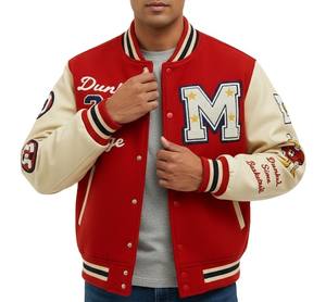 Vestes de baseball universitaires les plus vendues, fabricant de vêtements de rue personnalisés, patch brodé de lettres, vestes universitaires en laine chenille - Product Image 2