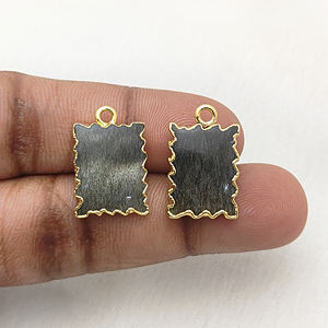 Pendentif en tranche d'obsidienne argentée naturelle |   Charmes en pierres précieuses pour la fabrication de bijoux |   Approvisionnement en gros - Product Image 5