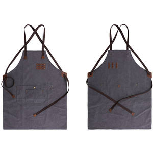 Delantal de lona marrón bolsillos dobles personalizar bordado Logo pintura delantal personalizado varios colores algodón - Product Image 2