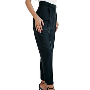 Pantalon de jogging slim fit taille haute à jambe droite avec poches, décontracté et confortable pour le sport en extérieur, pour femme - Product Image 1