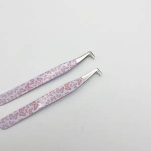 Pince à épiler enduite de papier à 90 degrés en acier inoxydable pour extensions de cils Logo personnalisé durable - Product Image 2