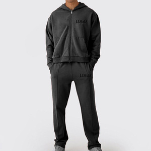 Conjunto Deportivo Informal con Logotipo Personalizado, Sudadera Corta con Capucha y Pantalones Deportivos, Conjunto de Dos Piezas para Hombre - Product Image 2