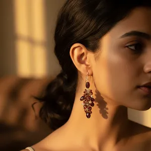 "Quartz Geometric Dangle <b>Earrings</b> for Women | 925 Silver | Wedding/Party Gift" - Product Image 1