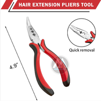 Quacc Tang ekstensi rambut Mini, Tang ekstensi rambut Mini 3 lubang ujung I untuk alat pembuka dan penghilang rambut Nano mikro (hitam-merah)