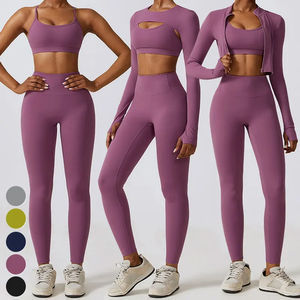Conjunto de Yoga para Mujer, Nuevo Estilo, Material de Nailon y Elastano Transpirable y Duradero, Diseño Sólido para Adultos - Product Image 3