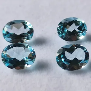 Yüksek kalite 3x5mm -15x20mm Oval Oval Sky Blue Topaz toptan fiyat doğal taşlar gevşek kesim Un ısıtmalı taşlar fabrika