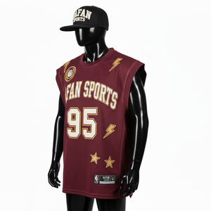 Maillot de basket-ball pour hommes de haute qualité 180 GSM en maille de polyester sportive légère, respirante, logo personnalisé en sérigraphie, chemise pour hommes - Product Image 4