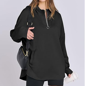 Applique personnalisée broderie femmes surdimensionné demi fermeture éclair pull à manches longues sweat fermeture éclair sweat pour les femmes - Product Image 3