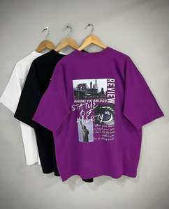 Vente en gros de t-shirts DTG avec logo T-shirt boxy sérigraphié 100% coton pour hommes, vêtements de rue - Product Image 4