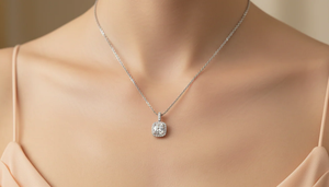 Modern Diamond Double Halo Square Pendant 18K Gold with Real Diamonds Women Luxury Fine Jewelry Unique Gift for Anniversary - Product Image 5