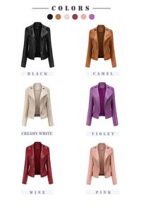 Veste en cuir de vache véritable de Style Vintage à la mode pour femmes véritable agneau toile tissu avant veste en cuir de vache véritable pour femmes - Product Image 6