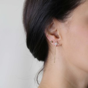 North Star CZ Chain <b>Stud</b> Earring Turkish Handcrafted Rhodium 925 Sterling <b>Silver</b> Jewelry for Women's Party Gift Best Selling - Product Image 2