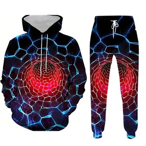 Evil Imp 3D Vintage Impreso Sudadera con capucha y pantalones Set Moda de calle informal para hombres para Otoño/Invierno Pantalones de chándal con capucha - Product Image 6