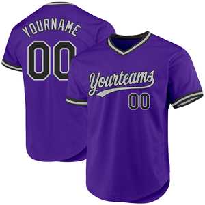 Vente en gros de pulls personnalisés violets maillots de baseball vêtements de sport rétro en vrac design classique personnalisé de haute qualité - Product Image 5