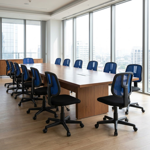 Silla de oficina ergonómica contemporánea de Seattle en negro/azul Diseño de elevación moderna con materiales de PP y tela para uso doméstico - Product Image 3