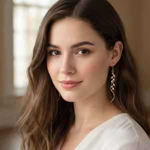 ต่างหูห้อยประดับเพชร CZ แบบหนีบ ตัวเรือนเงินแท้ 925 ชุบทอง 18k ดีไซน์เกลียว สำหรับผู้หญิง งานแต่งงาน คริสเตียน - Product Image 4