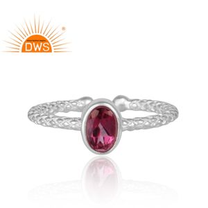 แหวนเงินแท้ 925 ประดับพลอยโทแพซสีชมพูธรรมชาติ ดีไซน์ทำมือ ปรับขนาดได้ ผลิตโดยผู้ผลิตเครื่องประดับ - Product Image 2