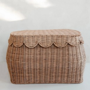 Panier de rangement festonné avec couvercle, fait main en rotin naturel, écologique, moderne, multifonction, Artex Green Earth, fabriqué à Hanoï - Product Image 1