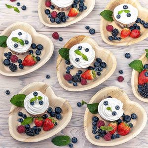 แผ่นใบปาล์มรูปหัวใจขนาด8นิ้วย่อยสลายได้ทางชีวภาพใบปาล์ม Areca เป็นมิตรกับสิ่งแวดล้อมแบบใหม่ - Product Image 3