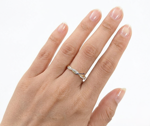 LURBA JEWELS 14K Yellow Gold Twisted Infinity Moissanite Certified Wedding Band Women Pave Band Stackable <b>Ring</b> Minimalist <b>Ring</b> - Product Image 2
