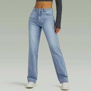 Pantalones Vaqueros Holgados de Cintura Alta para Mujer, Pierna Ancha, Transpirables, Lavables, Casuales, de Mezclilla, Ajuste Holgado, de Algodón, Color Claro, Pantalón Femenino - Product Image 6