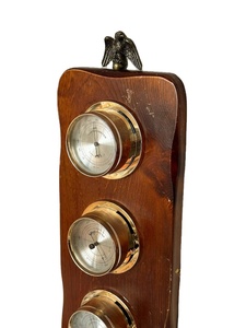 Phong vũ biểu cổ điển bằng gỗ và đồng thau phong vũ biểu thời tiết đồng hồ treo tường phong vũ biểu nhiệt độ Trạm thời tiết đồng hồ. - Product Image 4