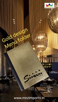 Folder Menu Kulit PU Desain Kadal Emas untuk Restoran Logo Hitam Timbul Ukuran A4 Bersertifikat ISO9001 Buatan M Z IMPORTS