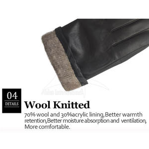 Gants en cuir tactiles pour hommes - Gants d'hiver élégants pour l'extérieur et la conduite, écologiques et respirants - Product Image 6