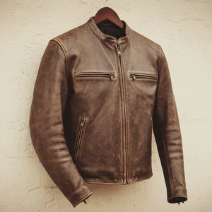 Blouson Bomber en Cuir Scottie pour Homme - Veste Décontractée Unie avec Fermeture Éclair, en Nylon Écologique Non Tissé Lavé et Enduit, Idéale pour l'Automne - Product Image 1