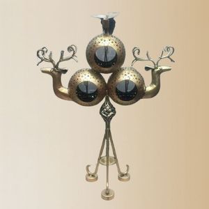 โคมไฟทรีโอรูปกวางโลหะทำมือแบบพรีเมี่ยมสำหรับตกแต่งบ้านและสำนักงานเหมาะสำหรับไฟเทศกาลดิวาลิ - Product Image 4