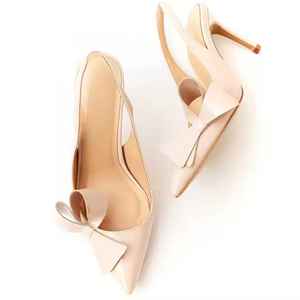 9cm Bow-accentué Vibram PU Toe Box Fashion Trend Slingbacks Décoratif Bow Slingbacks Stiletto Heel - Product Image 3