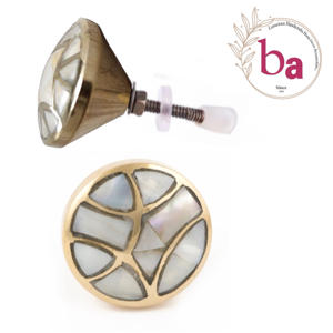 Boutons et poignées d'armoire en laiton en corne d'os en bois de résine nacrée pour armoire tiroir cuisine et chambre à coucher - Product Image 1