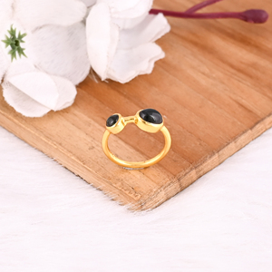 925 plata esterlina turmalina Natural chapado en oro amarillo anillo apilable hecho a mano regalo de Navidad joyería anillo de mujer - Product Image 4