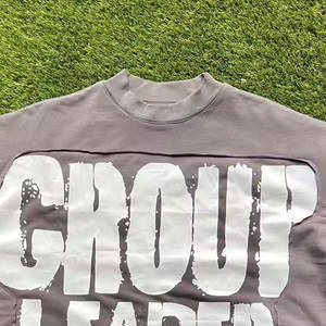 เสื้อยืดผ้าฝ้ายบ็อกซี่ฟิต100% สำหรับผู้ชายเสื้อยืดครอปแบบสตรีทแวร์ปักลาย - Product Image 5