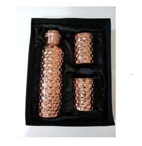High Demanding Diamond Design Pure Copper <b>Bottle</b> <b>Glass</b> Set Selling Indian Cheap Price Gifted Home Use Pure Copper <b>Bottle</b> <b>Glass</b> - Product Image 1