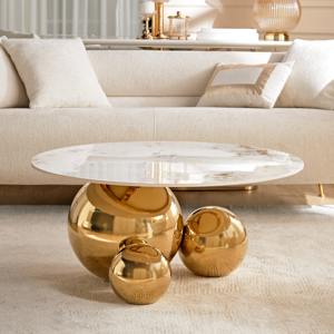 โต๊ะทรงกระบอกสีทองทรงกลมที่สร้างขึ้นสำหรับห้องนั่งเล่นห้องนอนและมุมตกแต่งที่น่าดึงดูดเหนือกาลเวลา - Product Image 1