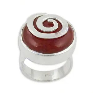 แหวนเงินแท้ 925 ประดับพลอยสีแดง ลายเกลียวเรขาคณิต สำหรับผู้หญิง-บรรจุกล่องของขวัญ - Product Image 1