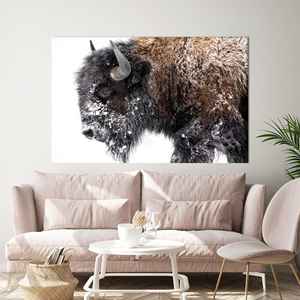 Impresión en lienzo de bisón de invierno: elegante arte de pared con diseño de animales americanos, lienzo enrollado - Product Image 1