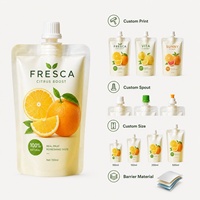 Pochettes souples personnalisées réutilisables en BOPP pour emballage de boissons, jus maison, smoothies et liquides, avec bec verseur