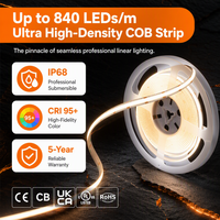 Bande LED COB RGB/RGBW/RGBIC 3000K-6500K 12/24/220V ultra lumineuse sans points pour décoration intérieure et commerciale personnalisable