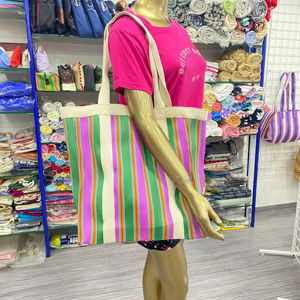 ถุงผ้าไนลอนรีไซเคิลเป็นมิตรกับสิ่งแวดล้อมถุงช้อปปิ้งพร้อมซิป rpet ทอด้วยมือทำจากพลาสติกรีไซเคิล - Product Image 1